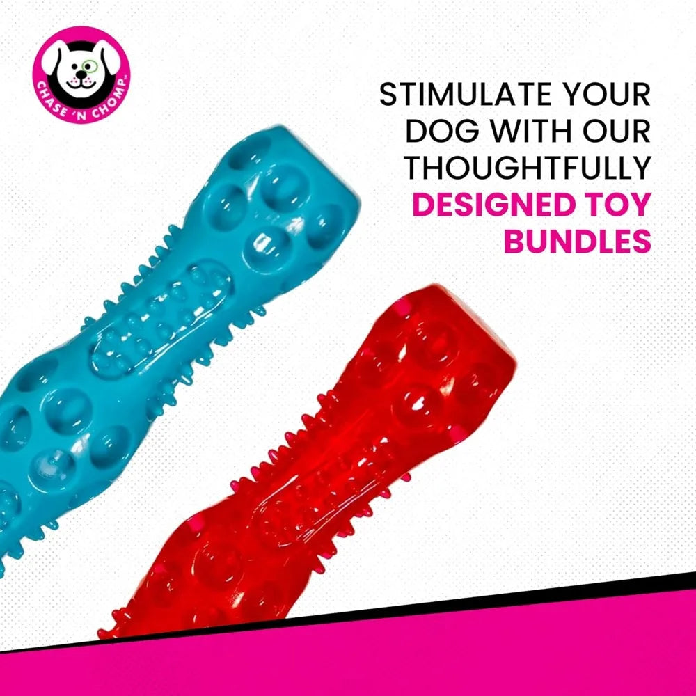 Chase N Chomp Squeak and Light Up Sticks Dog Toy 2 Pack