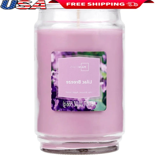 Lilac Breeze Scented Candle 20 Oz Single Wick Glass Jar
