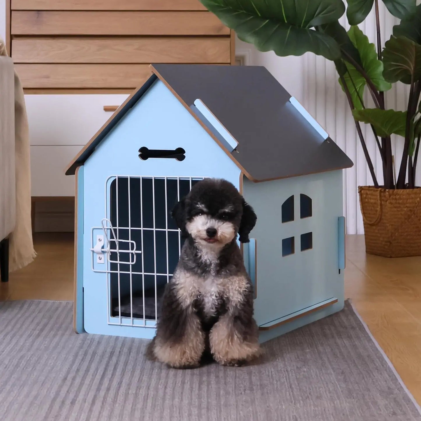 Cozy Wooden Indoor Dog House For Small Pets With Air Vents