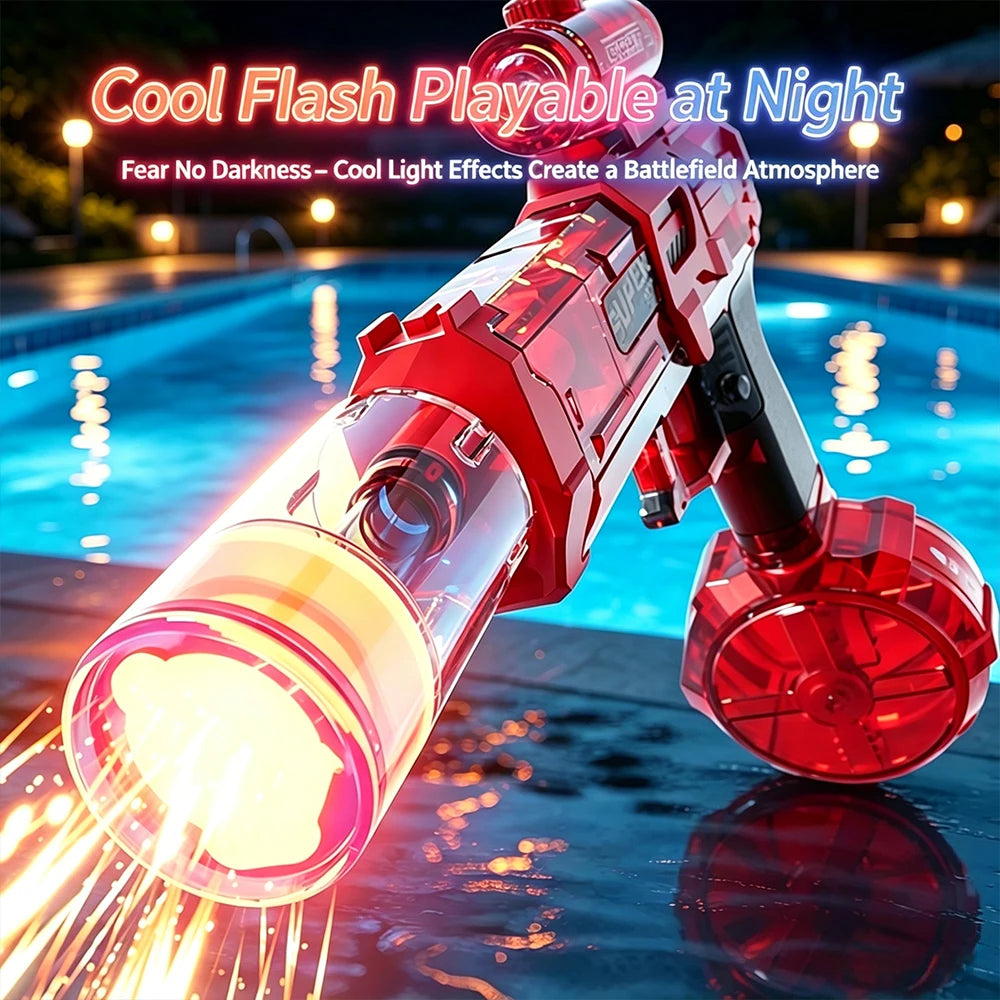 Rechargeable Electric Water Gun With LED Flame Burst High Capacity Long Range