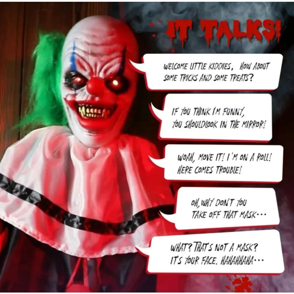 Halloween Clown 2.6ft Animatronic Shake Voice Control Decor