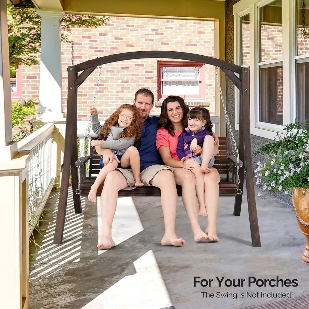 1000 Lb Capacity Wooden Porch Swing Stand With Curved Arc Top For Large Swings