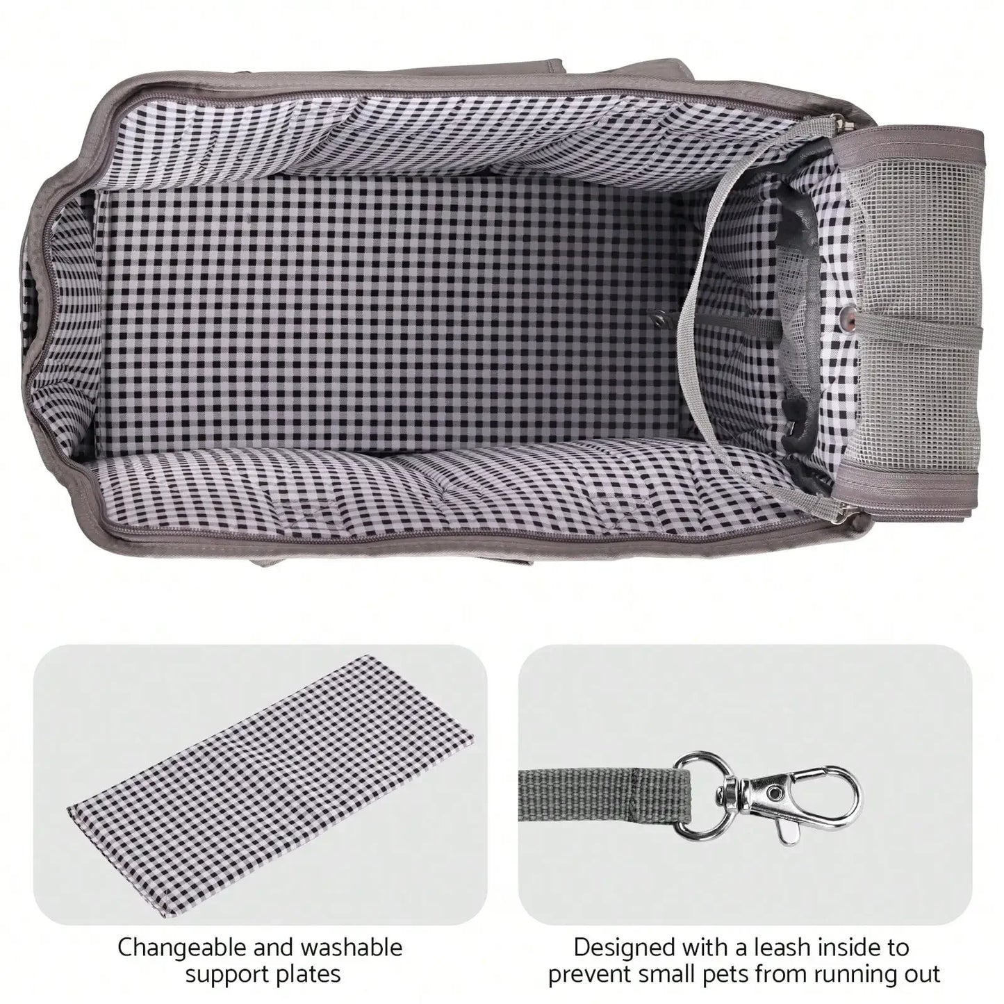 Removable Womens Pet Carrying Handbag Dark Gray Cat Carrier