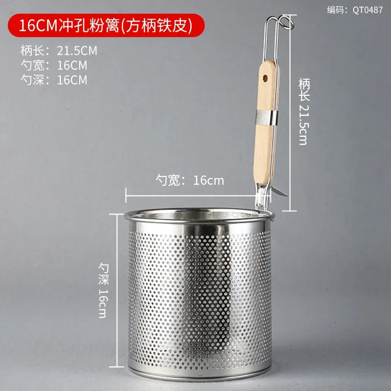 Stainless Steel Colander With Wooden Handle Mesh Strainer