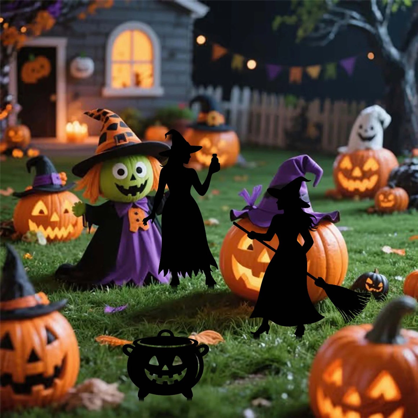 Halloween Yard Signs Metal Ghost Skeleton Tombstone Stakes