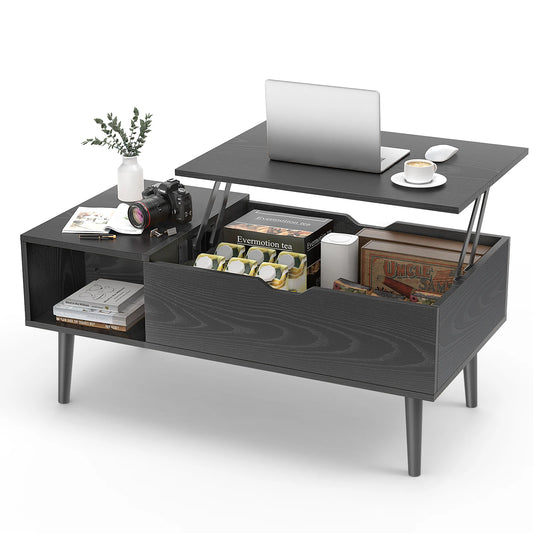 JHK Lift Top Wood Coffee Table With Storage For Living Room