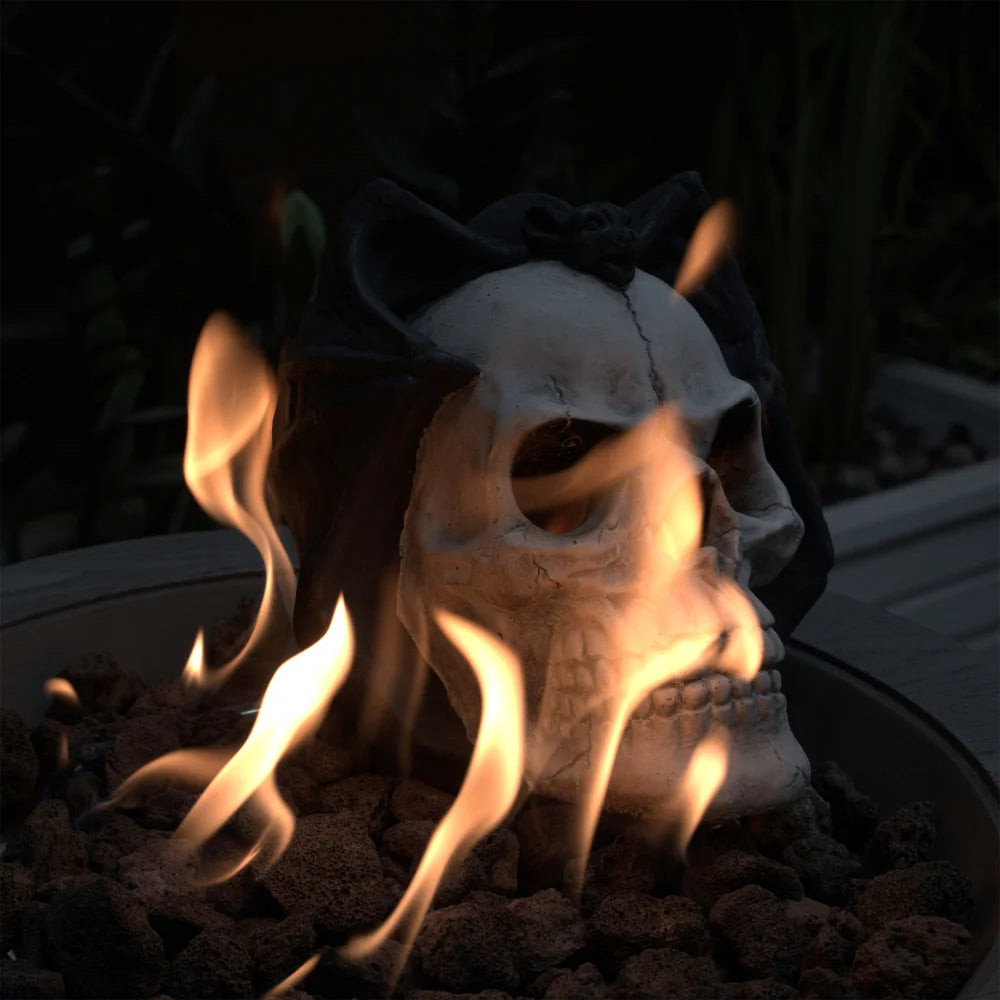 Demon Skull Gas Log Ventless Fire Pit Outdoor Decor