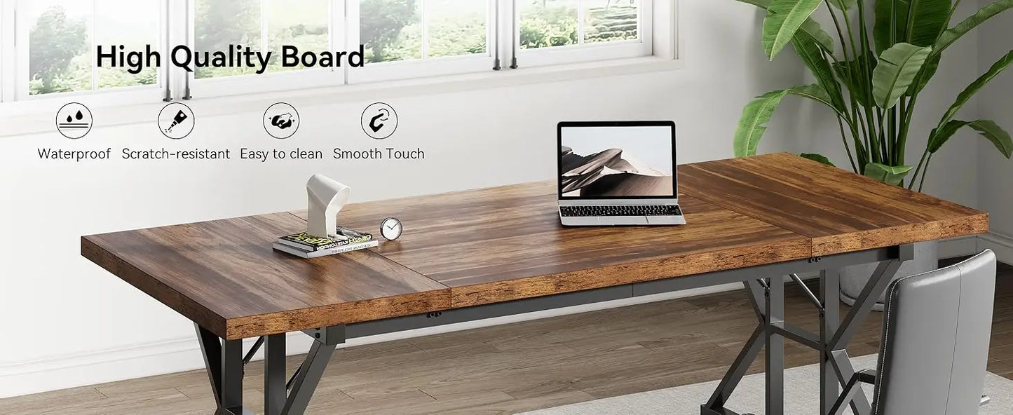 Little Tree 70.8 Inch Office Desk Farmhouse Writing Table