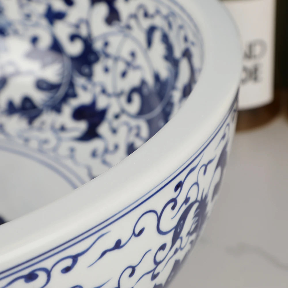 Ceramic Bathroom Vessel Sink And Polished Gold Faucet Combo