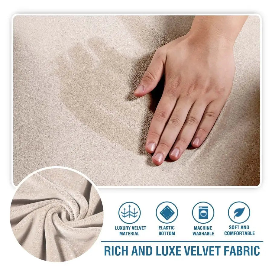 Indoor Velvet Armless Chaise Lounge Cover High Stretch Slipcover for Living Room