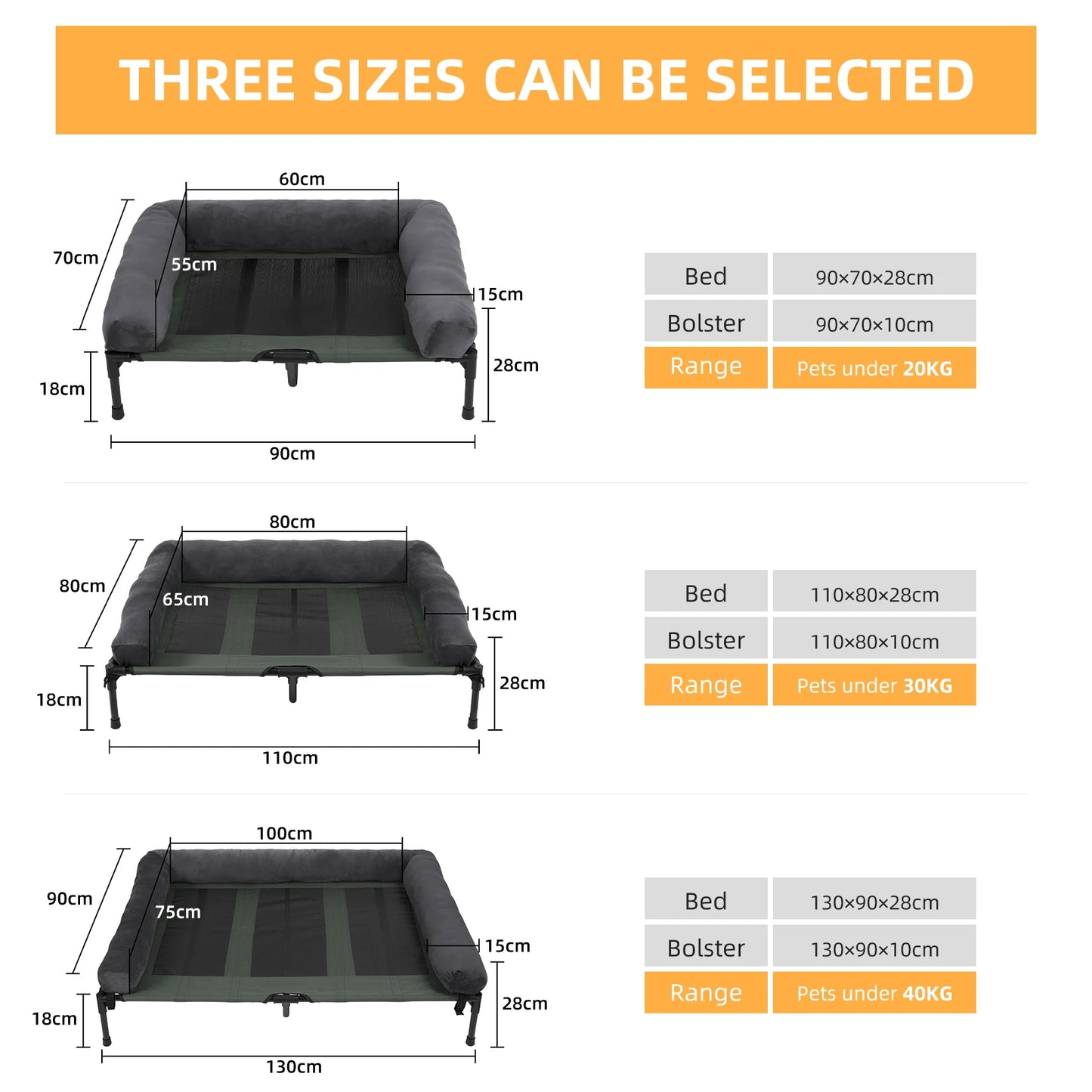 Elevated Dog Bed IndoorOutdoor Lounger L XL 2XL With Detachable Bolster Cooling