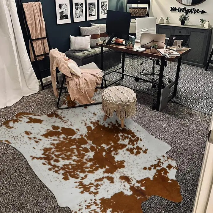 American Style Animal Print Faux Fur Cowhide Rug for Bedroom Living Room Carpet Home Decoration Floor Mats