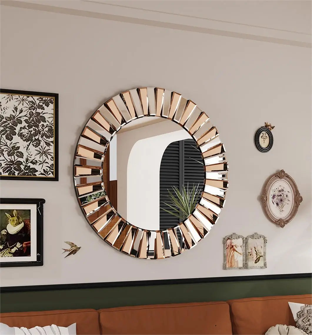 ML Enthusiasm Decorative Wall Accent Mirror Round Starburst Venetian Mirror for Entrance Hallway Bathroom