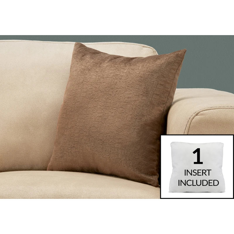 18x18 Inch Square Pillow Insert Included Decorative Throw Brown Polyester Modern