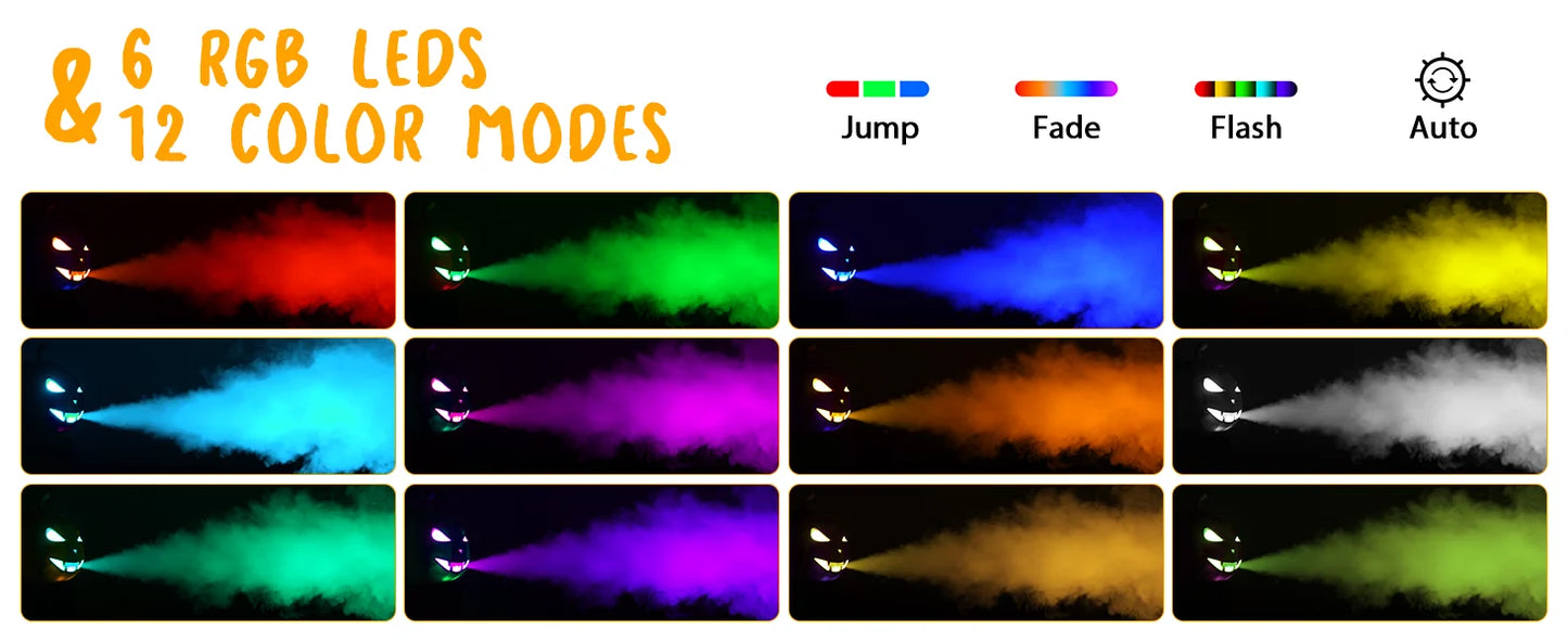 Fieryzeal 800W Fog Machine Remote RGB LED Halloween Fogger