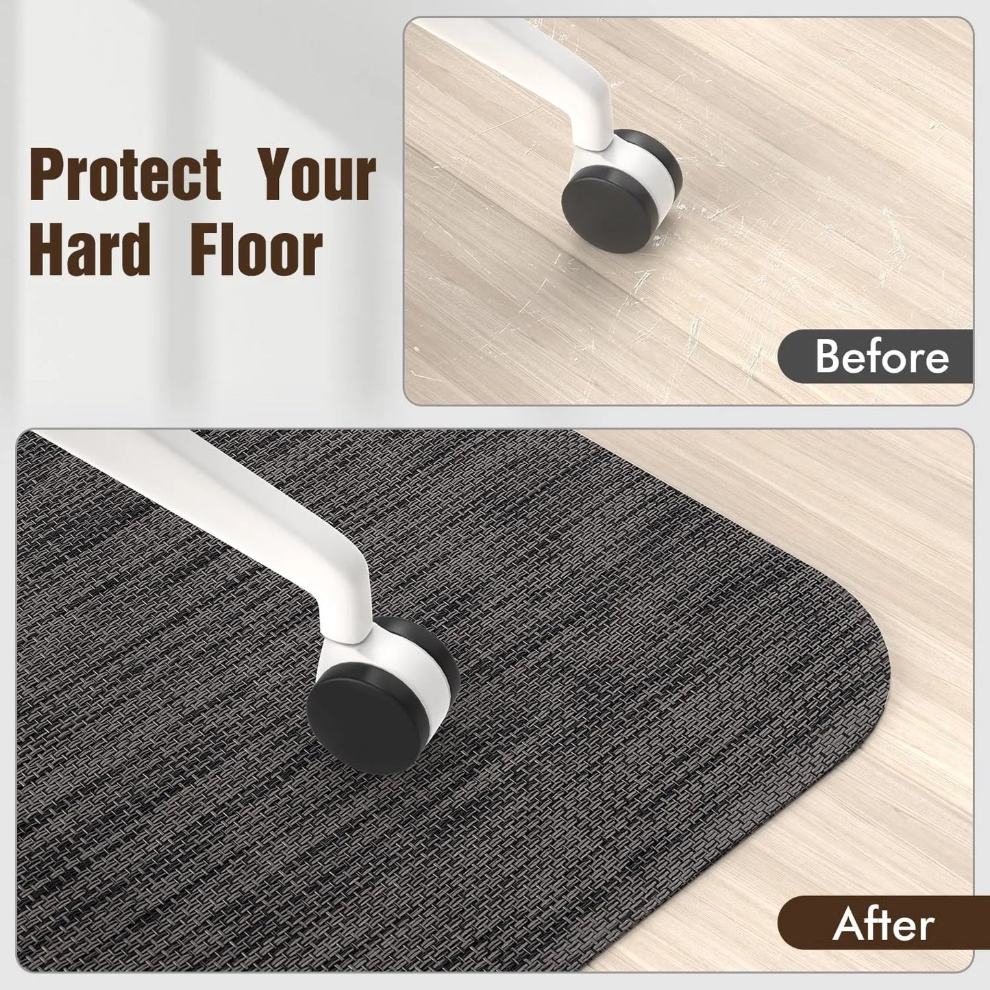 45 Inch x 53 Inch Office Chair Cushion for Hardwood and Tile Flooring PVC Cushion Office Desk Carpet Black