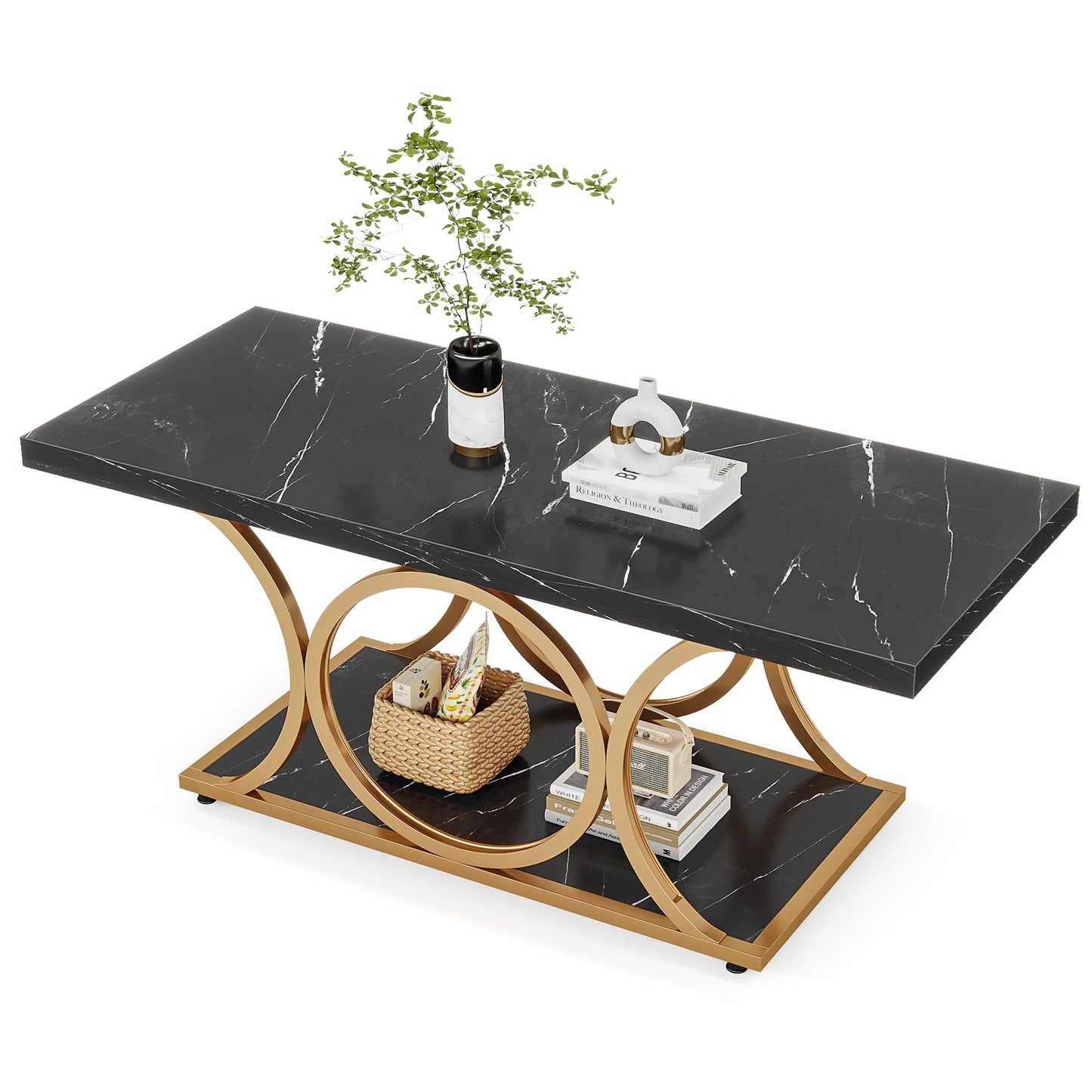 Tribesigns Rectangle Coffee Table 47.24 Inch Modern