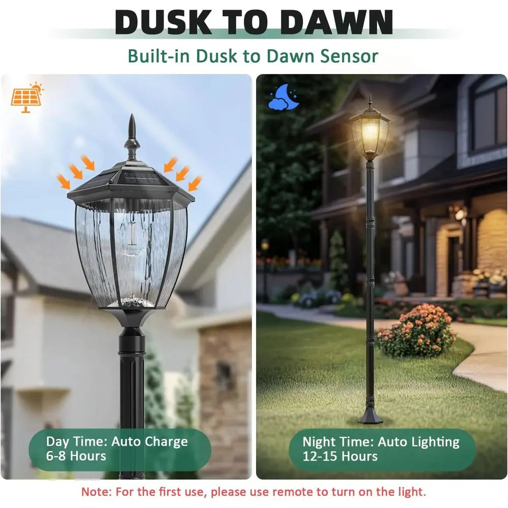 Kaqur 79 Inch Outdoor Lamp Post Light Vintage Black Waterproof 3000K 4000K 6000K