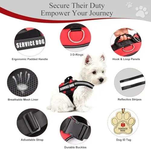 Service Dog Vest And ID Cards Set For ADA Compliance With Durable Metal Tag