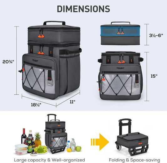 75 Can Insulated Rolling Cooler With Wheels For Beach, Camping, Picnic, Travel