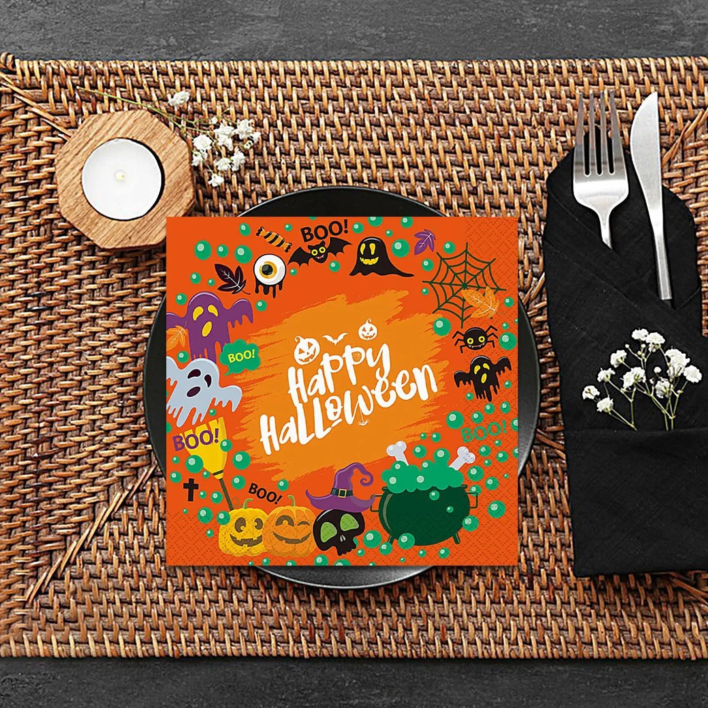 Halloween Paper Napkins 20 Sheets Ghost Skull Design