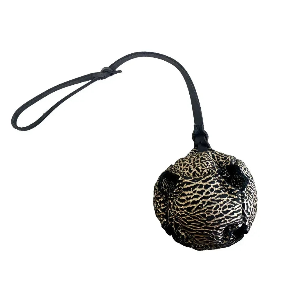 Leather Dog Training Ball Toy With Handle For Fetch And Tug