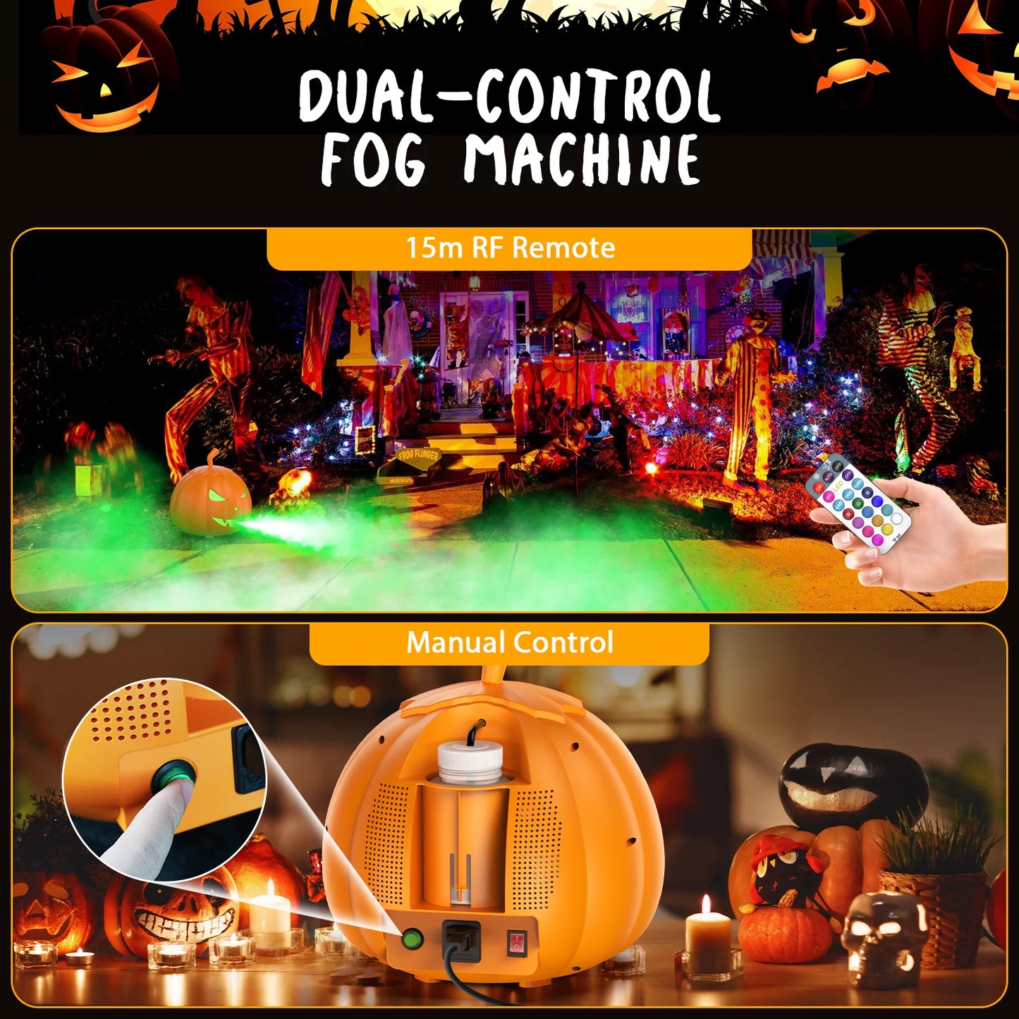Fieryzeal 800W Fog Machine Remote RGB LED Halloween Fogger