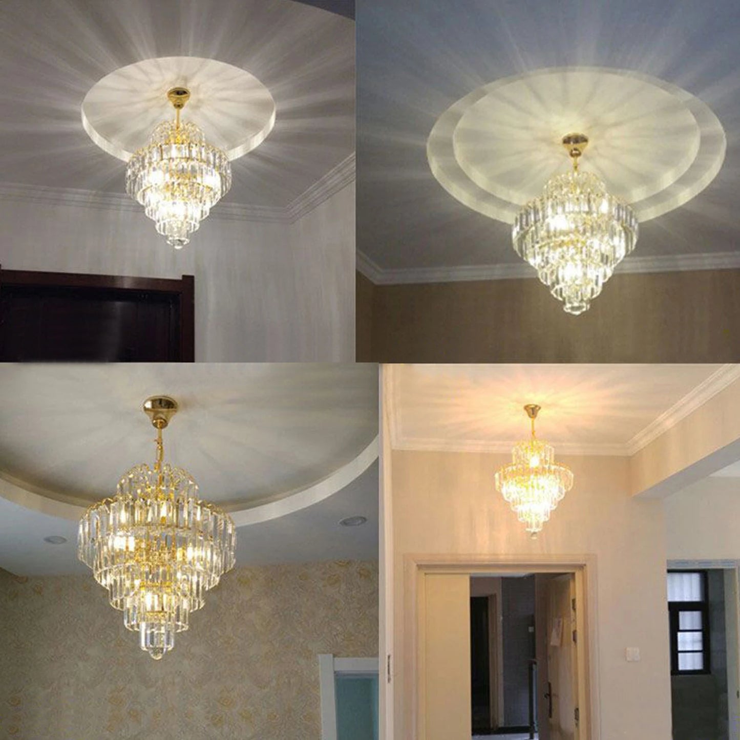 Luxury Crystal Chandelier Modern Ceiling Light Pendant Fixture E14 Elegant Lamp Decor