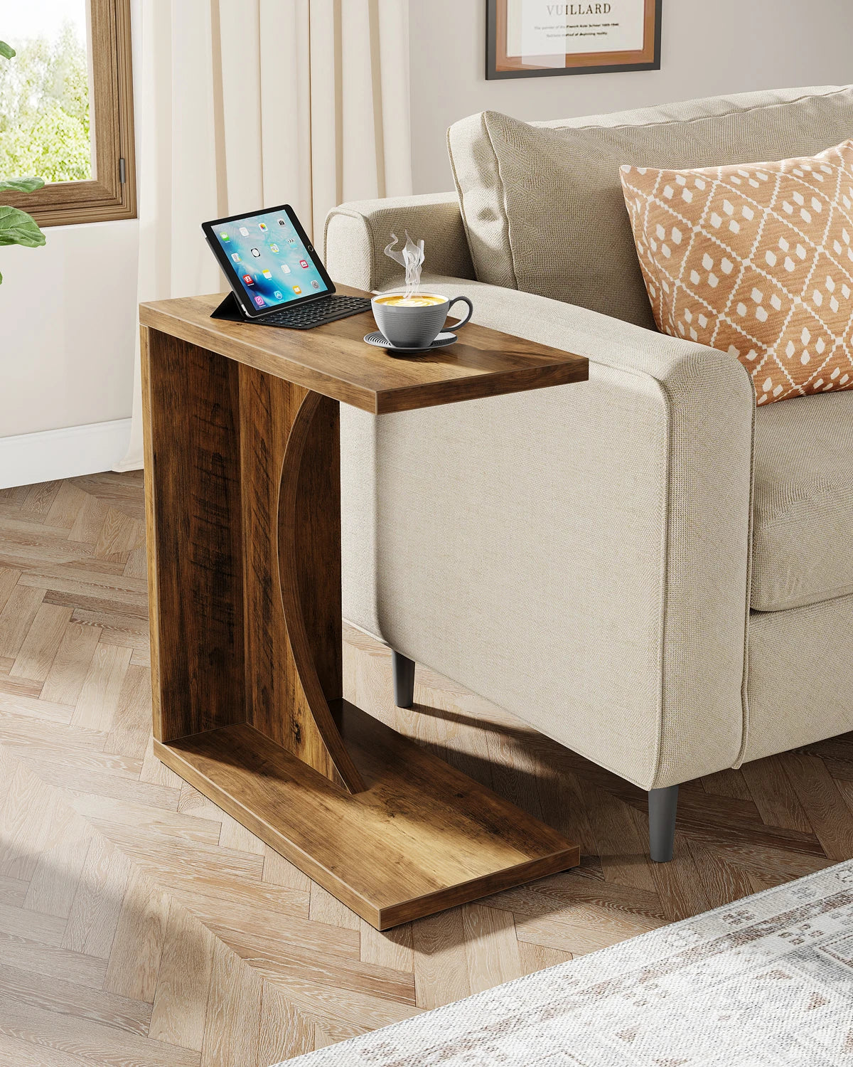 Tribesigns C Shaped End Table For Sofa Living Room Bedroom
