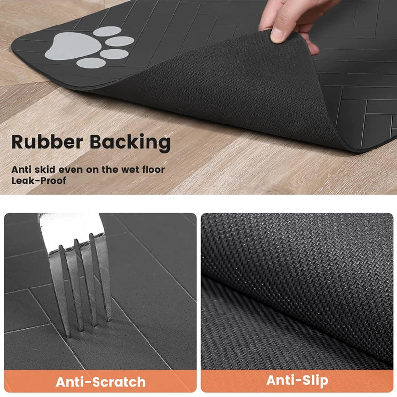 Pet Feeding / Placemat for Food and Water Bowl, with Waterproof Rubber Backing, Quick Dry Water Mat for Dog Cat