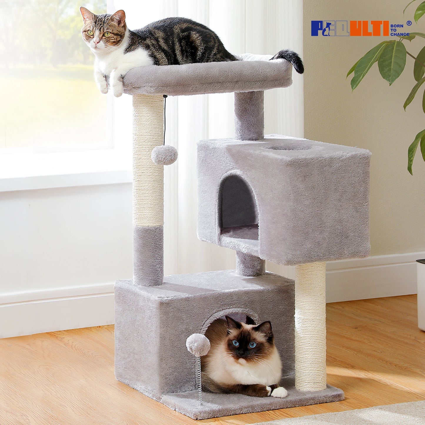 Large Indoor Cat Tree With Multi Level Tower Spacious Condos And Scratching Pad