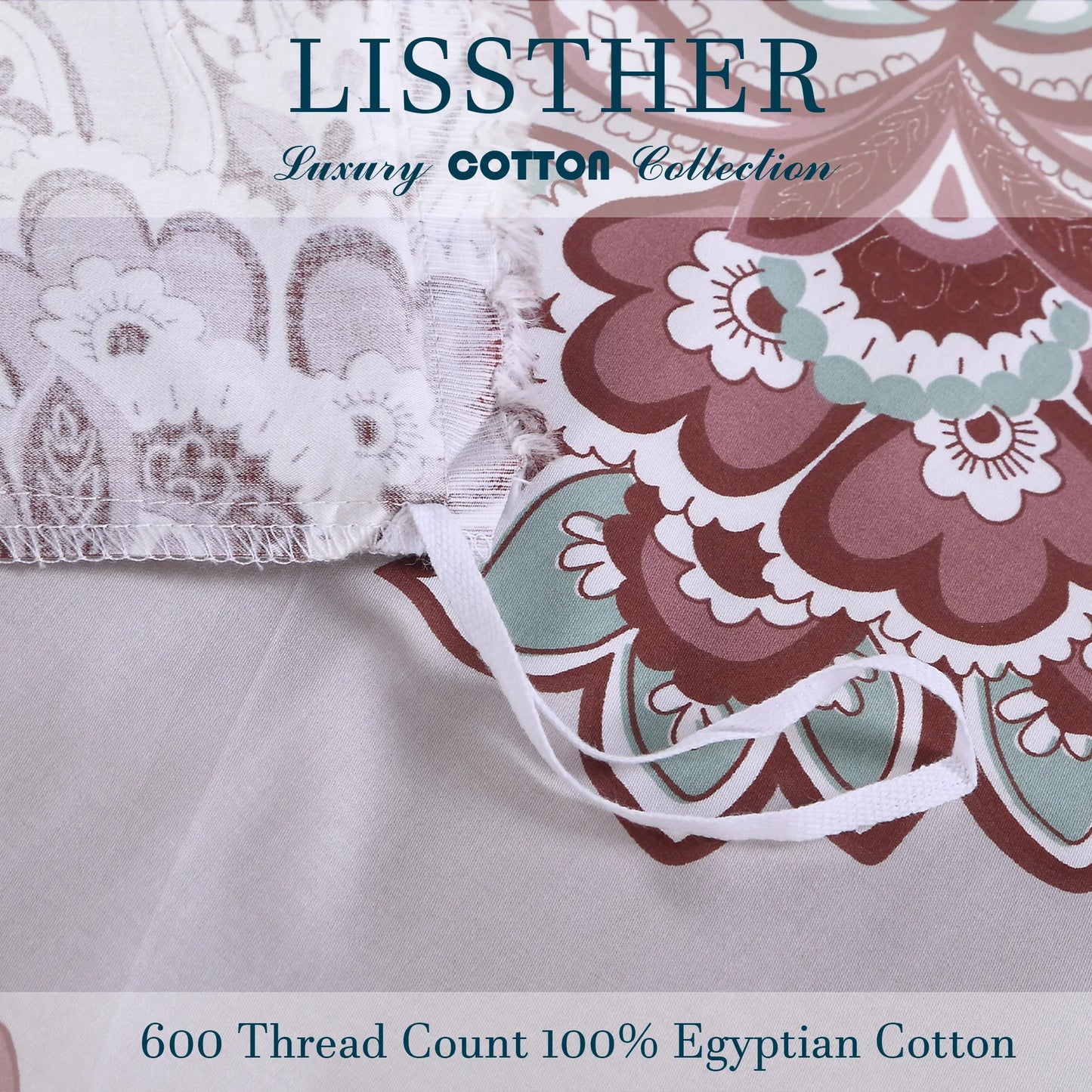 3 Piece 600TC Egyptian Cotton Duvet Cover Set Boho Damask