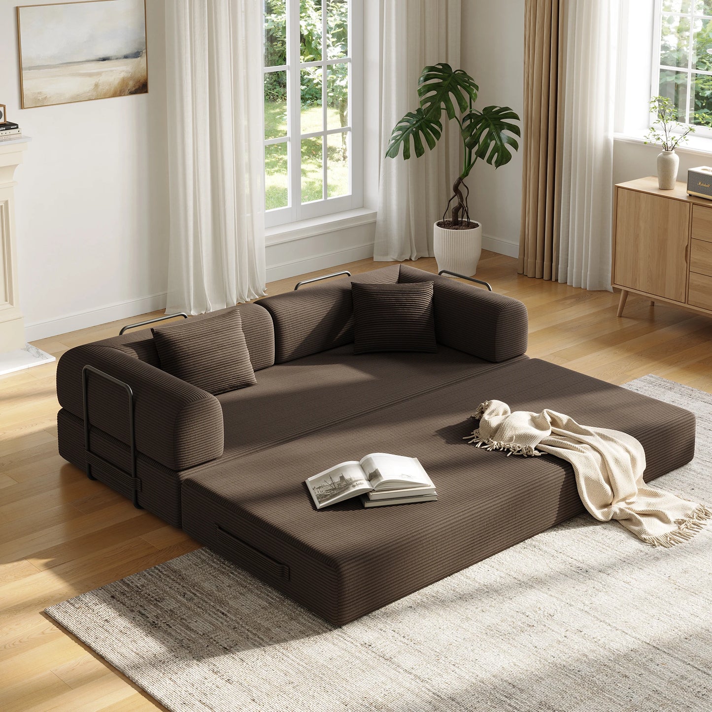 Convertible Floor Sofa Bed With Fixed Shape Frame 5 In 1 Living Room Sofa