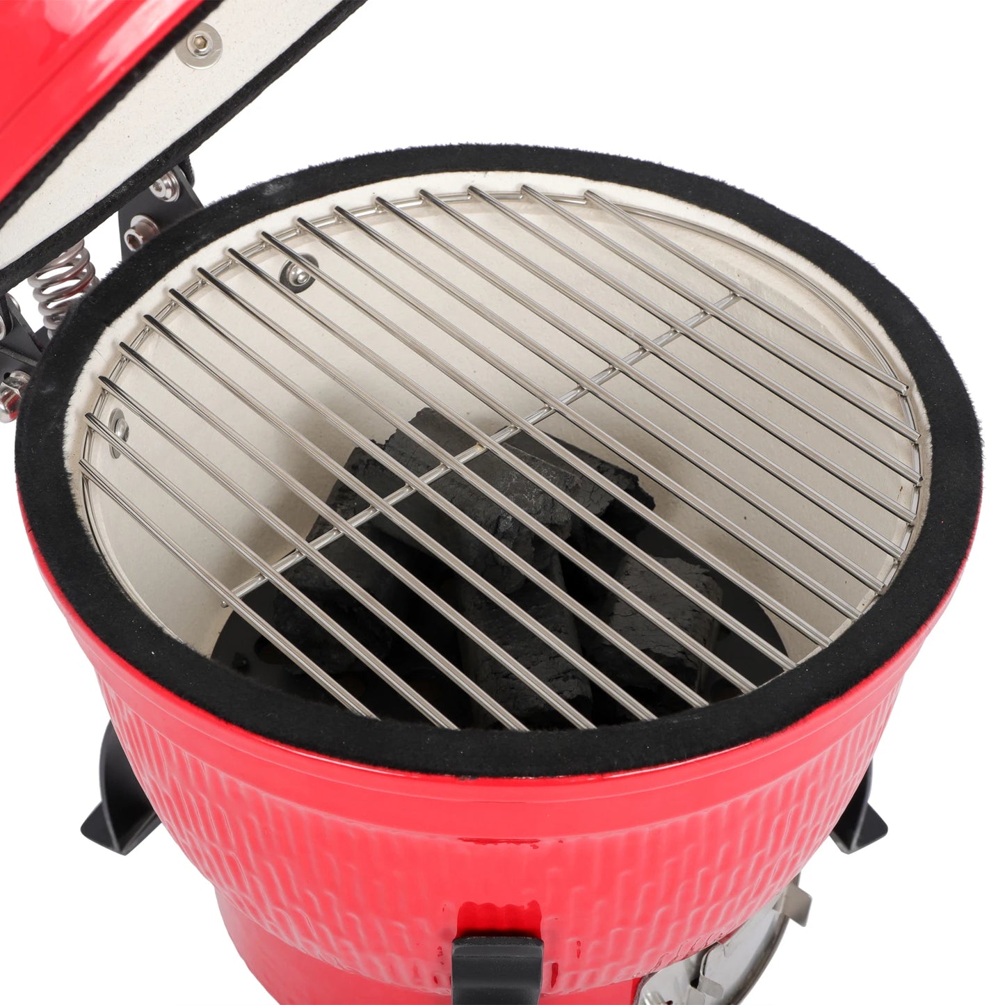 Round Kamado Charcoal Grill 13 Inch Ceramic Asador Orange Outdoor Barbecue