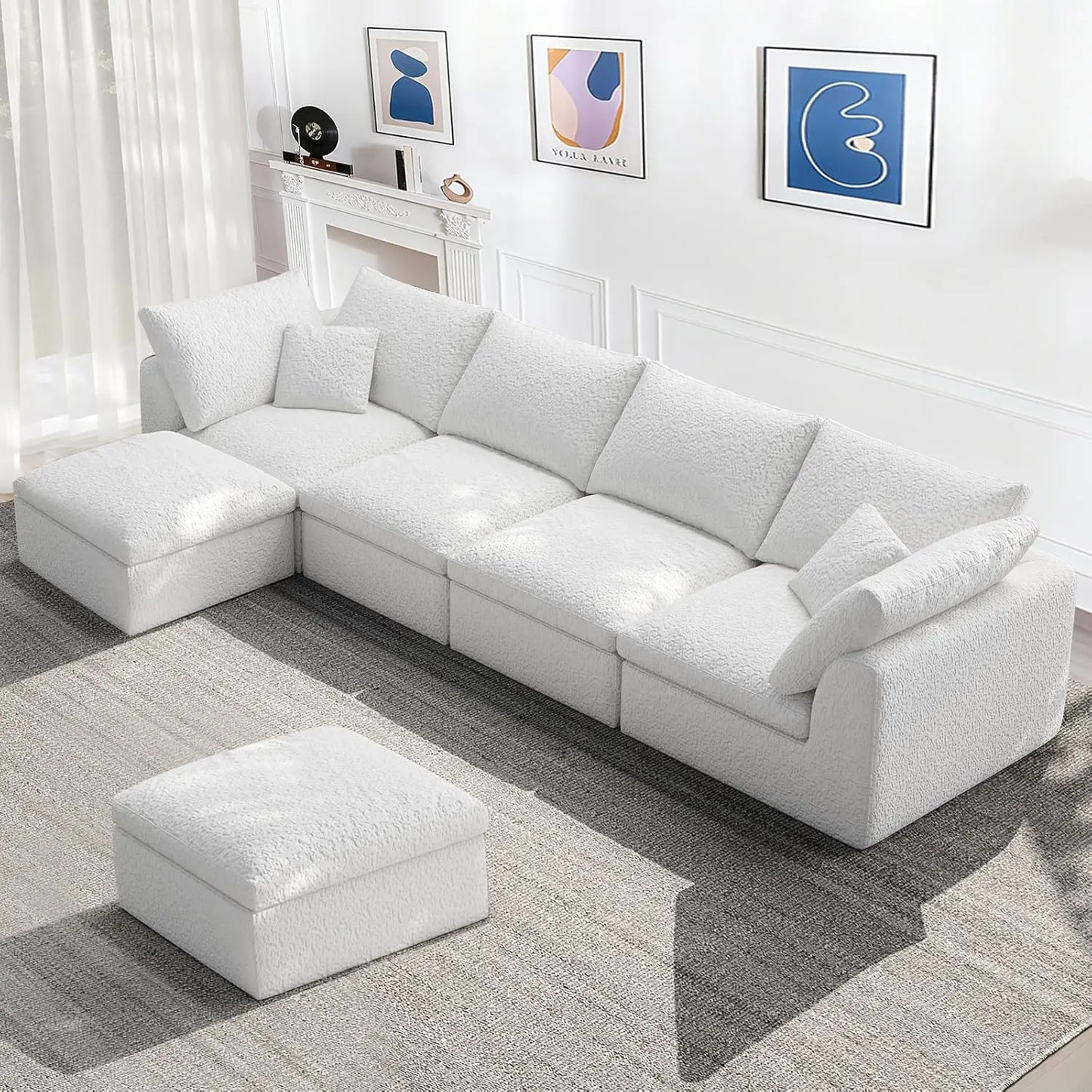 Oversized Sectional Modular Sofa With Ottoman U Shape Living Room Six Seater