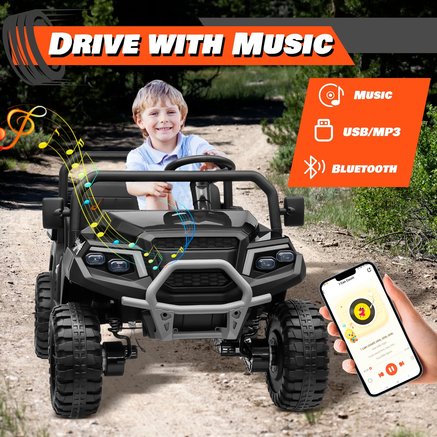Joyracer 24V Ride On Car 4WD Dual Seater With Remote Control Dump Bed Shovel