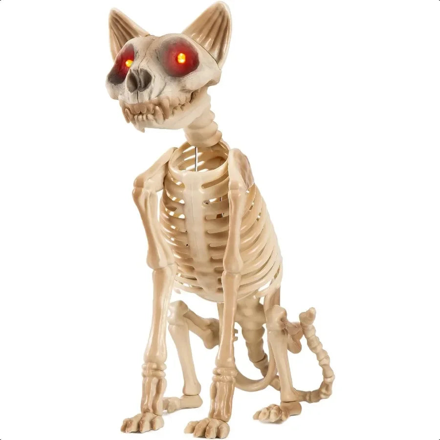 Halloween Skeleton Cat Animatronics With Sound Activation