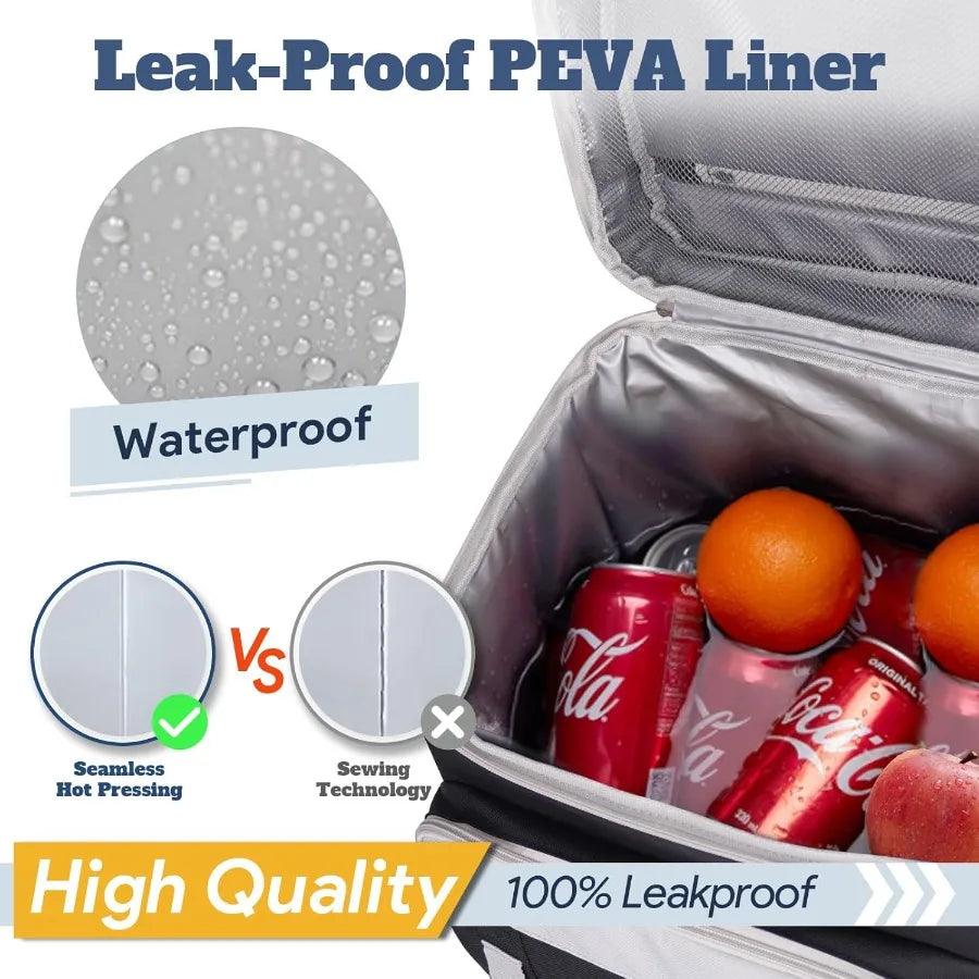 Portable Rolling Cooler 80-Can 50L Collapsible Soft-Sided 2-in-1 Trolley
