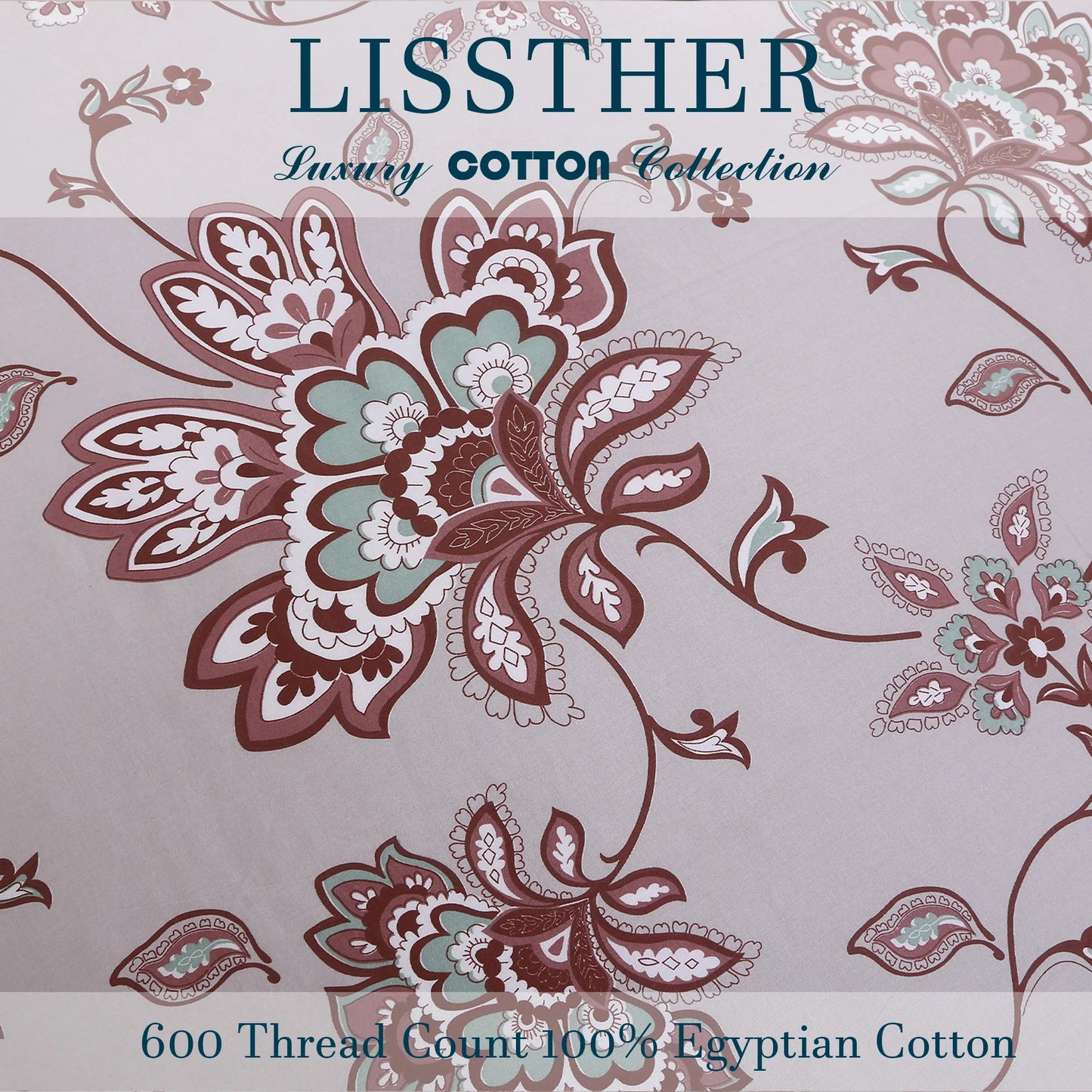 3 Piece 600TC Egyptian Cotton Duvet Cover Set Boho Damask