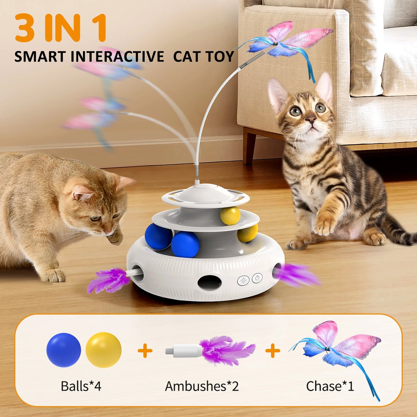 Chargeable Cat Laser Interactive Puzzle Toy USB Feather
