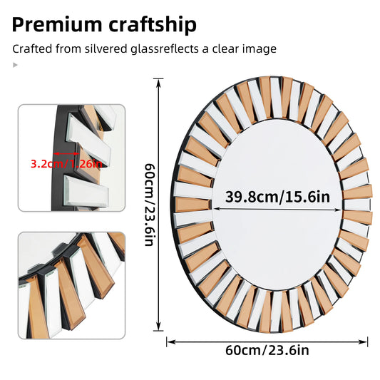 ML Enthusiasm Decorative Wall Accent Mirror Round Starburst Venetian Mirror for Entrance Hallway Bathroom