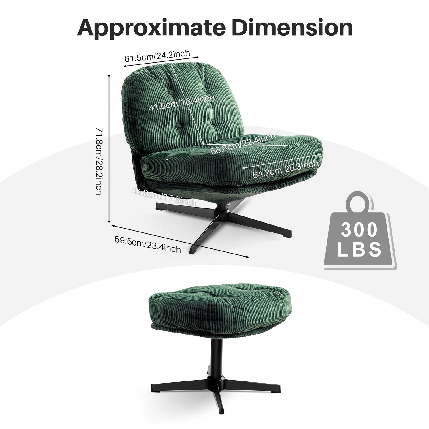 Redlife Modern Foldable Accent Chair 360 Swivel Tufted