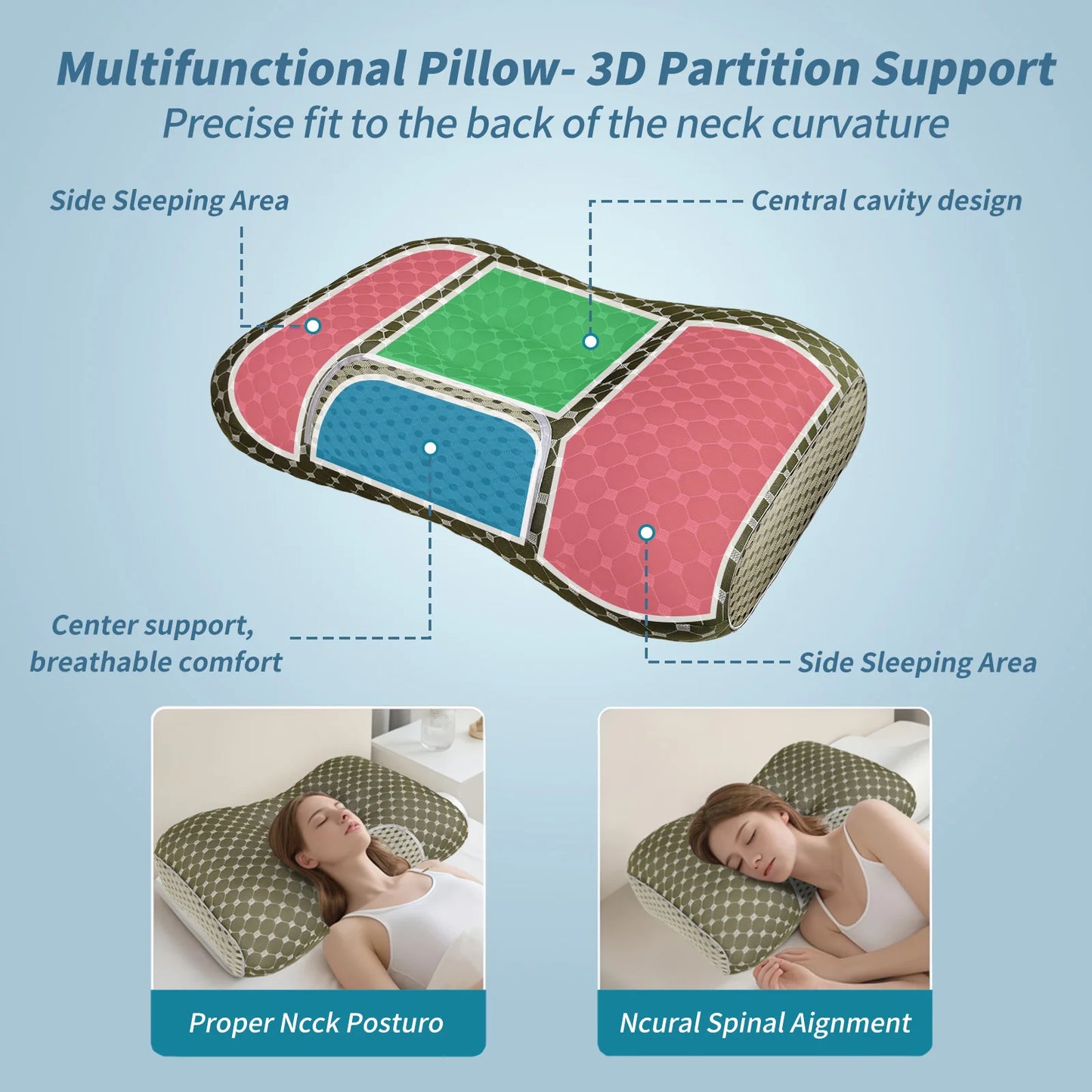 Couples Soft Knit Neck Massage Pillow Travel With Adjustable Ergonomic Design