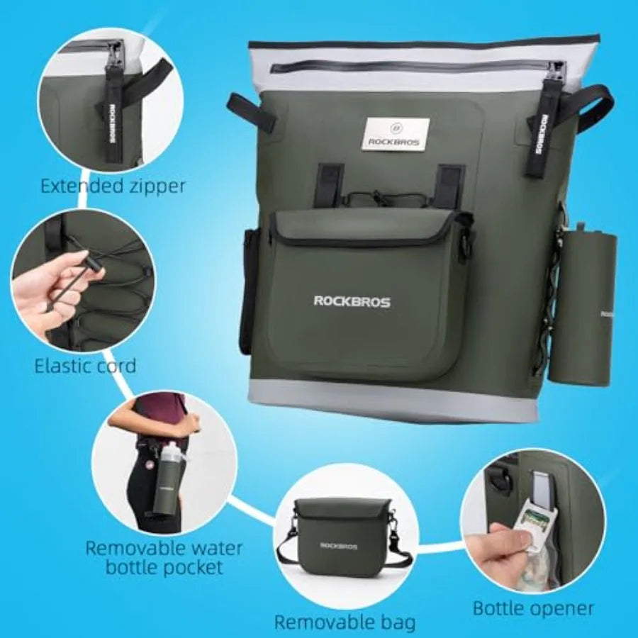 Soft Cooler Backpack 36-Can Insulated Leak-Proof for Picnic Beach Camping