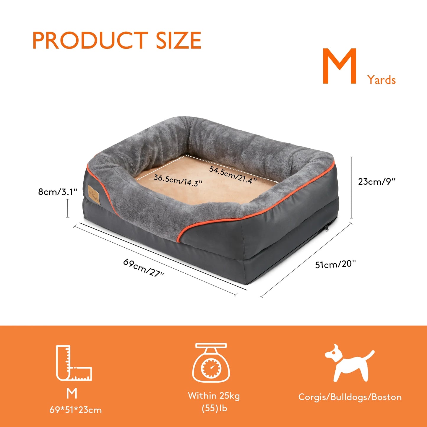 Jumbo Large Orthopedic Memory Foam Dog Bed Quilted Bolstered Elevated Cushion