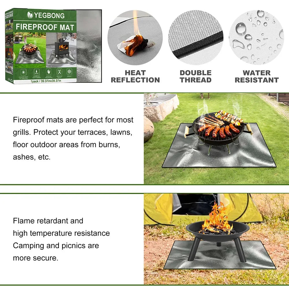 100cm By 100cm Griddle BBQ Mat For Outdoor Fire Pit 3 Layer