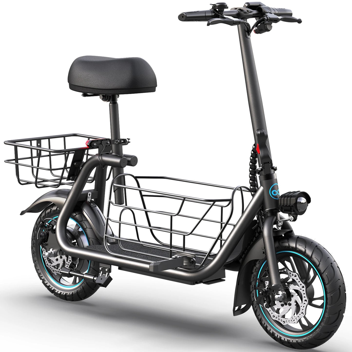 Gyroor Electric Scooter With Pet Basket 3 Riding Modes Foldable For Adults
