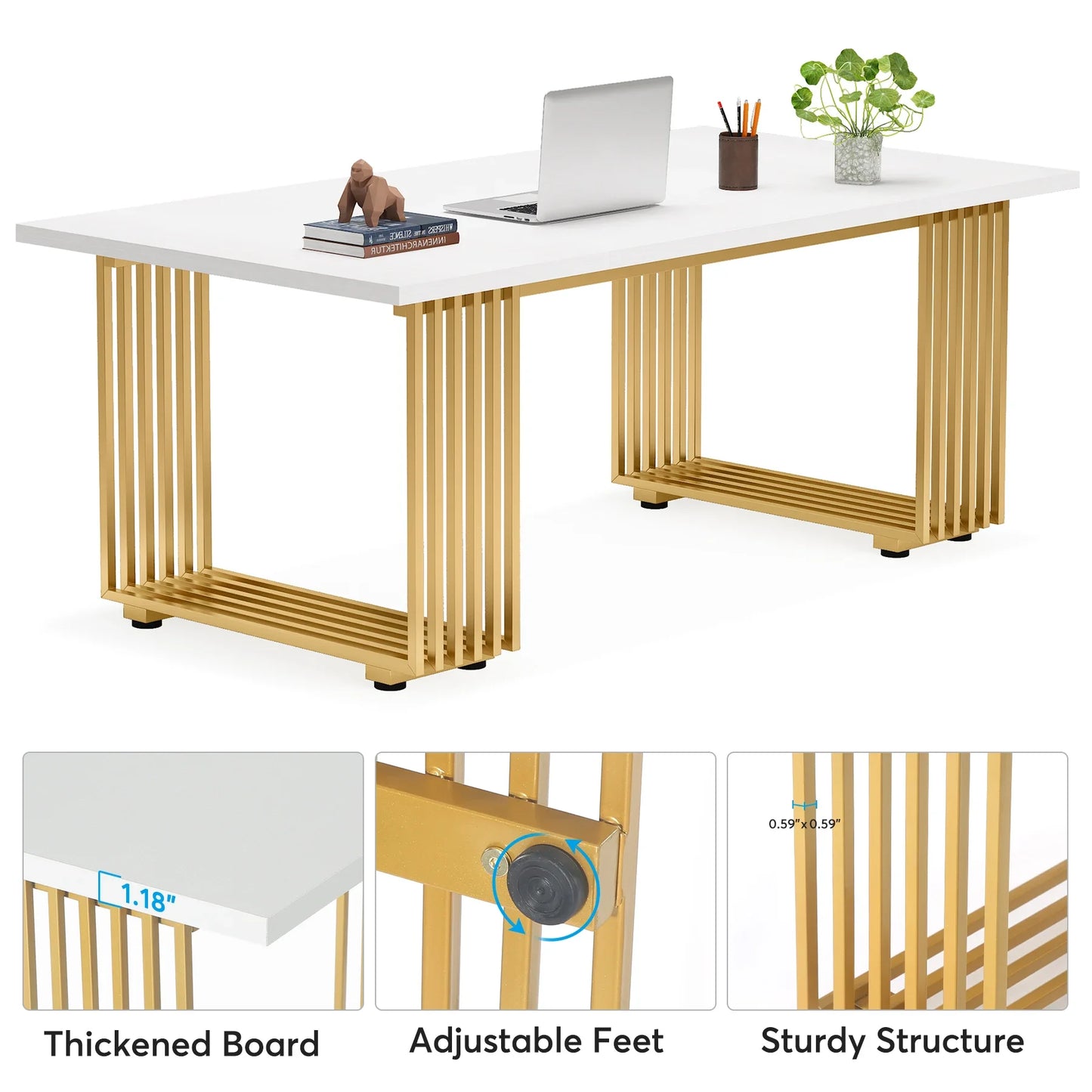 Tribesigns Office Desk 70.9 Inch Wooden Computer Desk