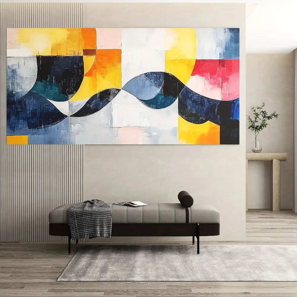 Modern Abstract Canvas Art Line Dance Design 1.5Inch Thick Heart Pine Frame