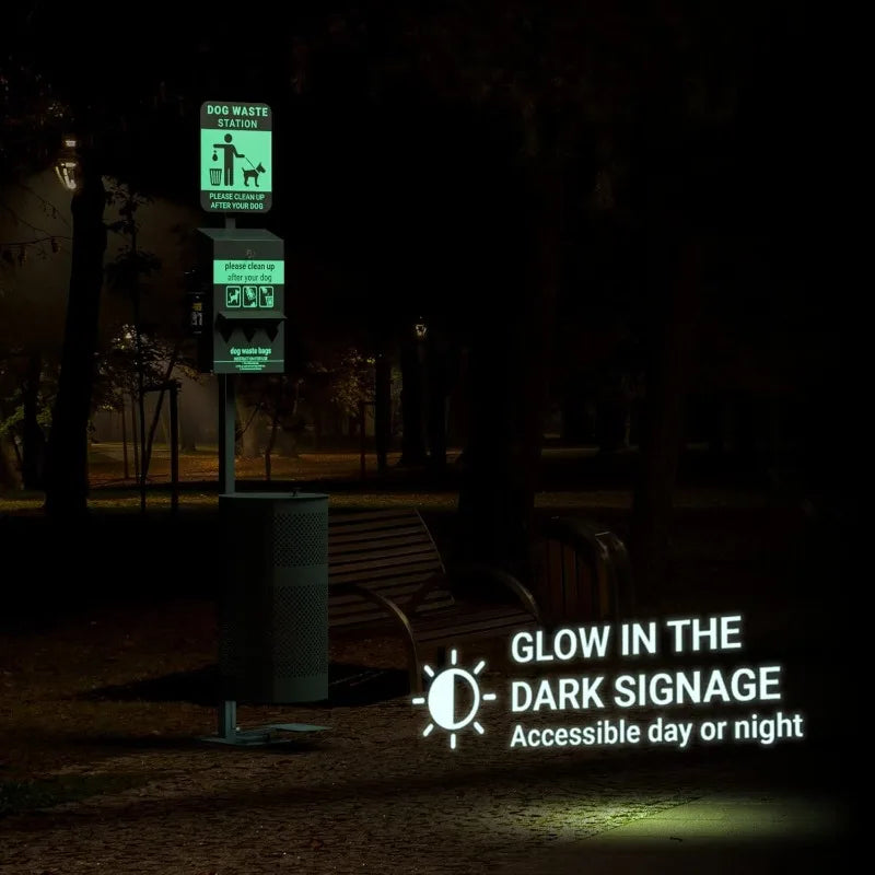 Glow In The Dark Pet Waste Station With Pedal And 50 Liners